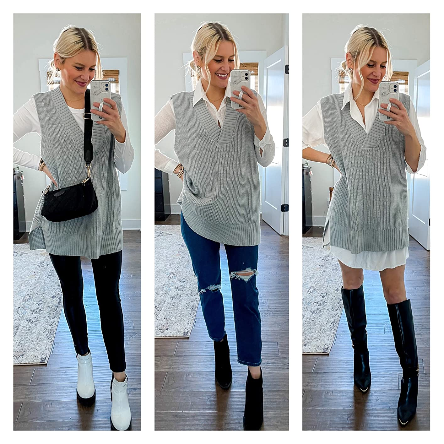 how to wear a sweater over a dress